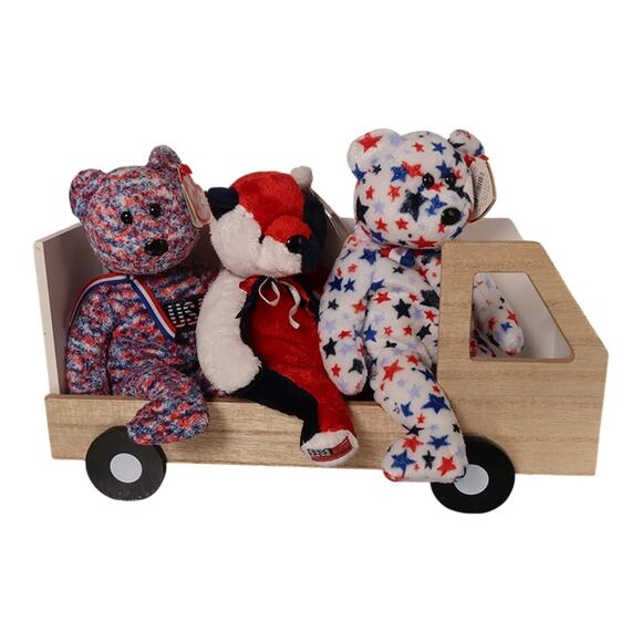 Ty Beanie Babies Other - Ty Beanie Babies Lot Patriot USA Red White Blue Vintage 3‑Bear Set